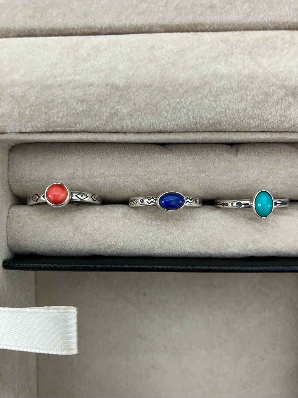 Set of three Southwest Style stacking rings, 925 silver